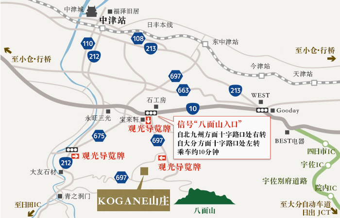 KOGANE山庄交通指南